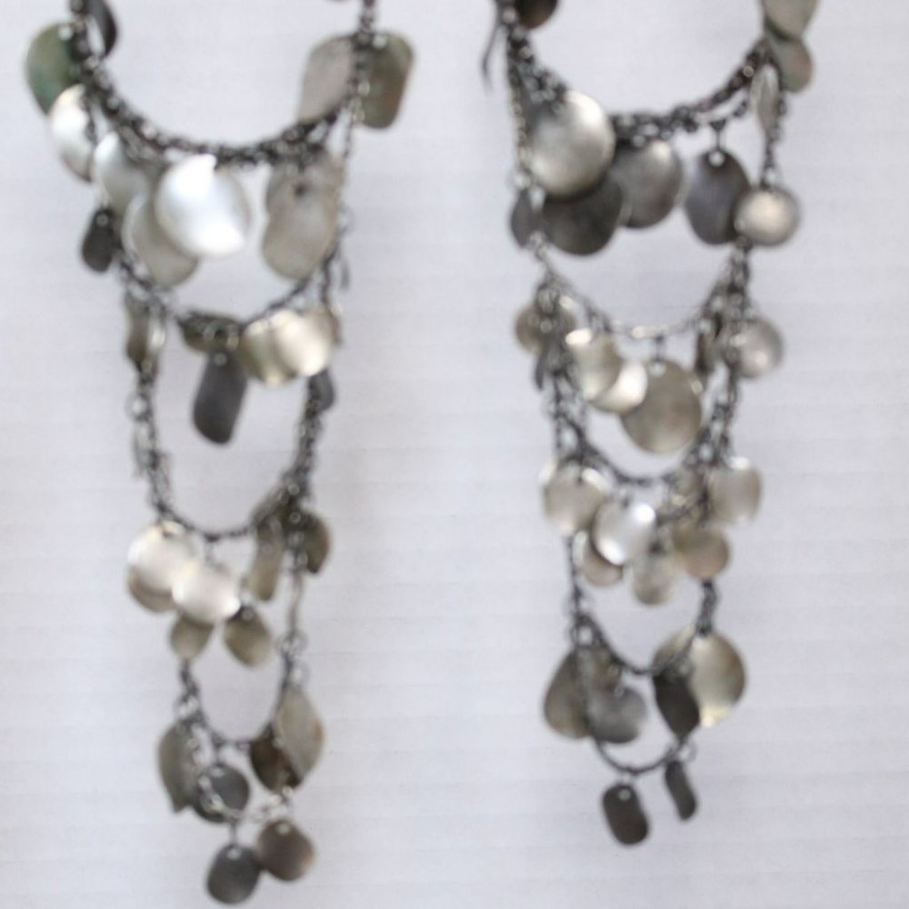 Silver Dangle Statement Earrings - Picture 7 of 8